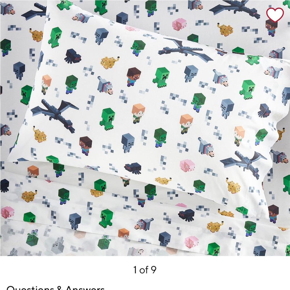 NIB PBK Minecraft Twin Pillowcase and Sheet Set